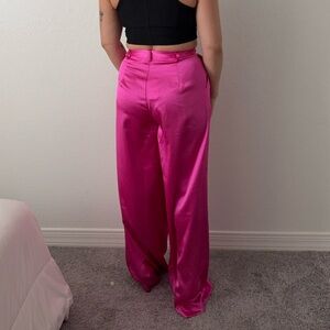Windsor Fuchsia Satin Wide Leg Pants